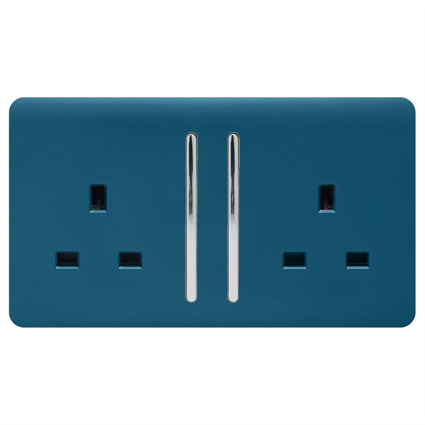Trendi Switch 2 Gang Long Switched Plug Socketin Midnight Blue