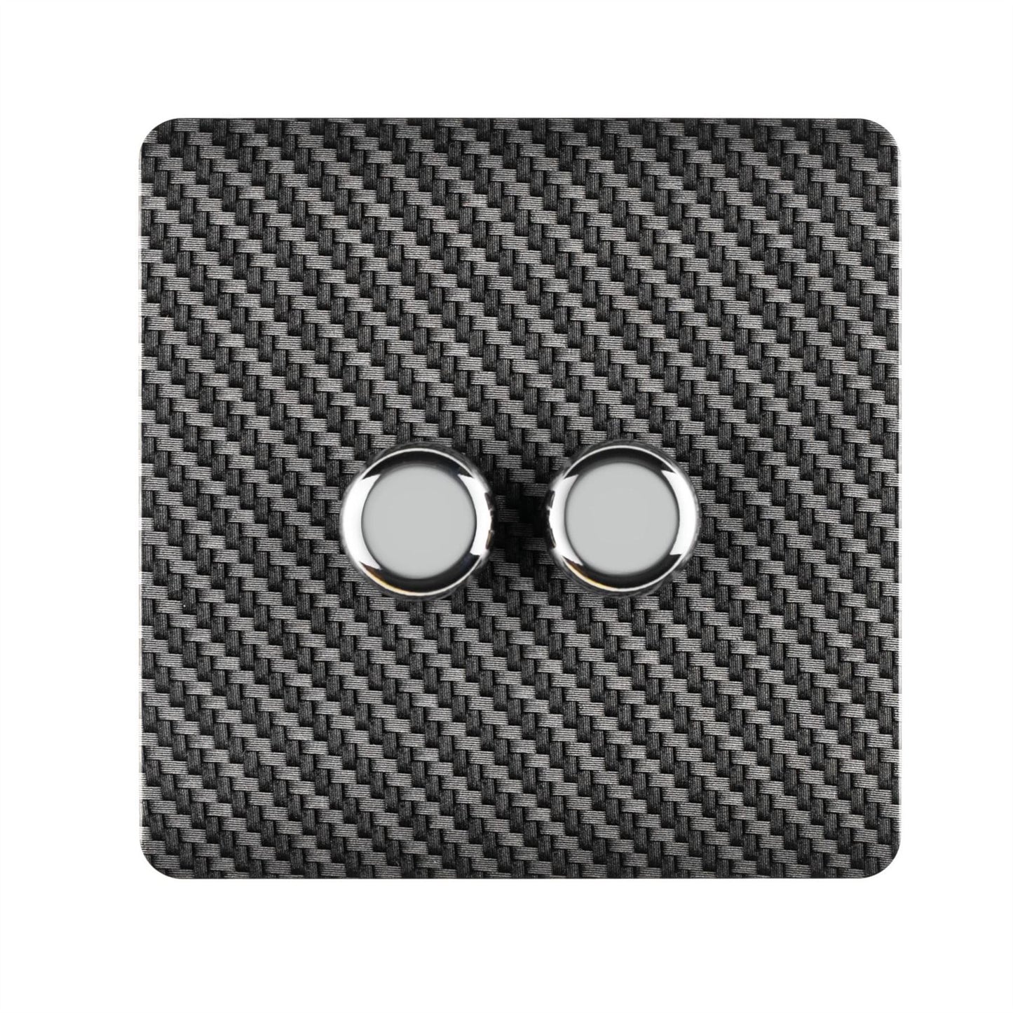 Trendi Switch 2 Gang 1 or 2 way 150w Rotary LED Dimmer Light Switchin Carbon Fibre