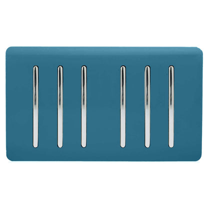 Trendi Switch 6 Gang 1 or 2 Way Light Switch in Ocean Blue
