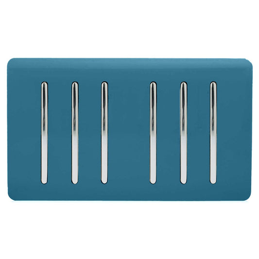 Trendi Switch 6 Gang 1 or 2 Way Light Switchin Ocean Blue