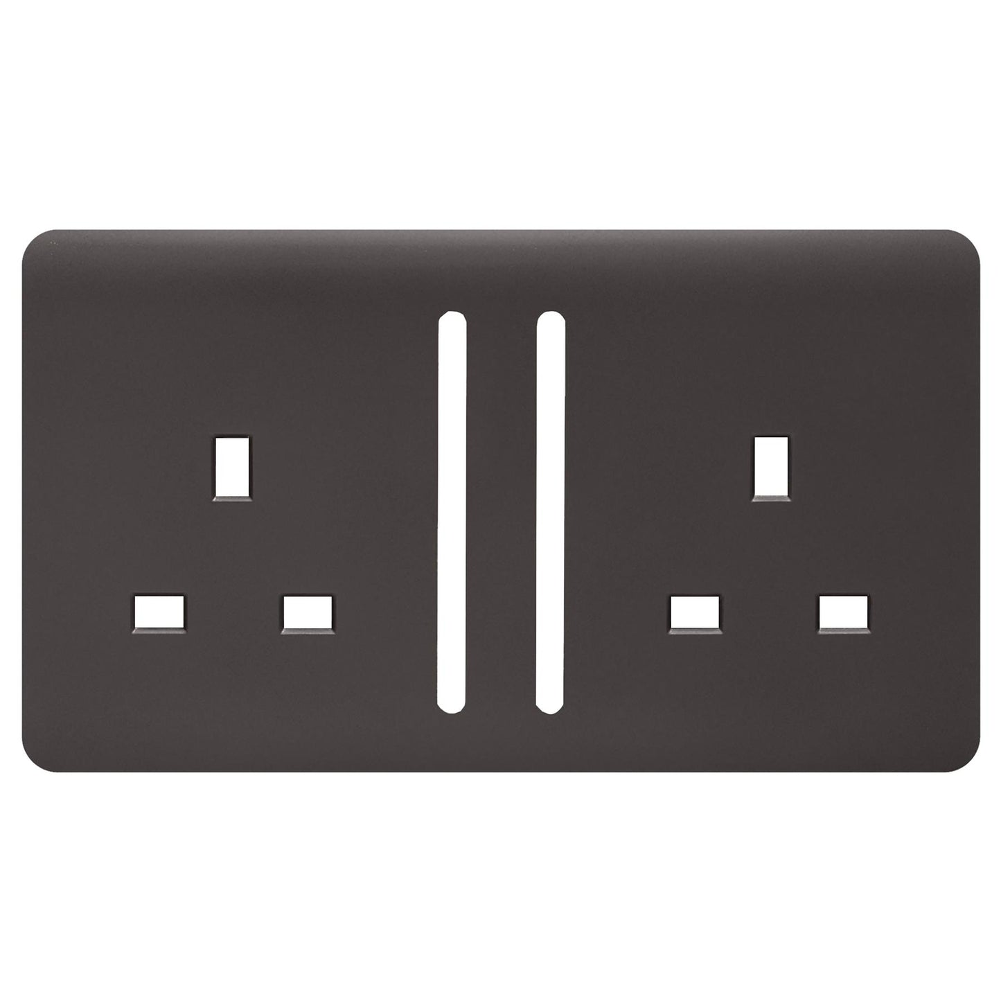 Trendi Switch 2 Gang Long Switched Spare Faceplate For Modern Designer Plug Socket in Dark Brown