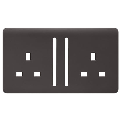 Trendi Switch 2 Gang Long Switched Spare Faceplate For Modern Designer Plug Socket in Dark Brown