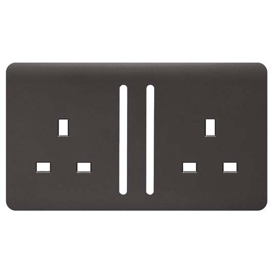 Trendi Switch 2 Gang Long Switched Spare Faceplate For Modern Designer Plug Socket in Dark Brown
