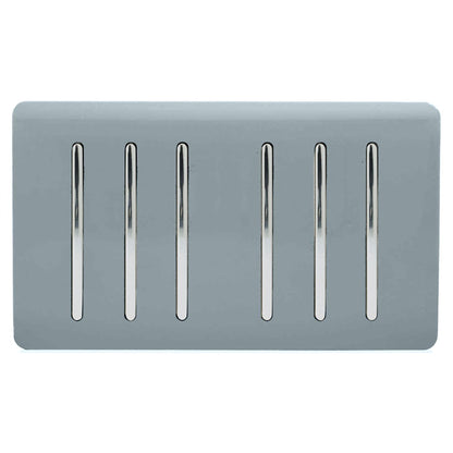 Trendi Switch 6 Gang 1 or 2 Way Light Switch in Cool Grey
