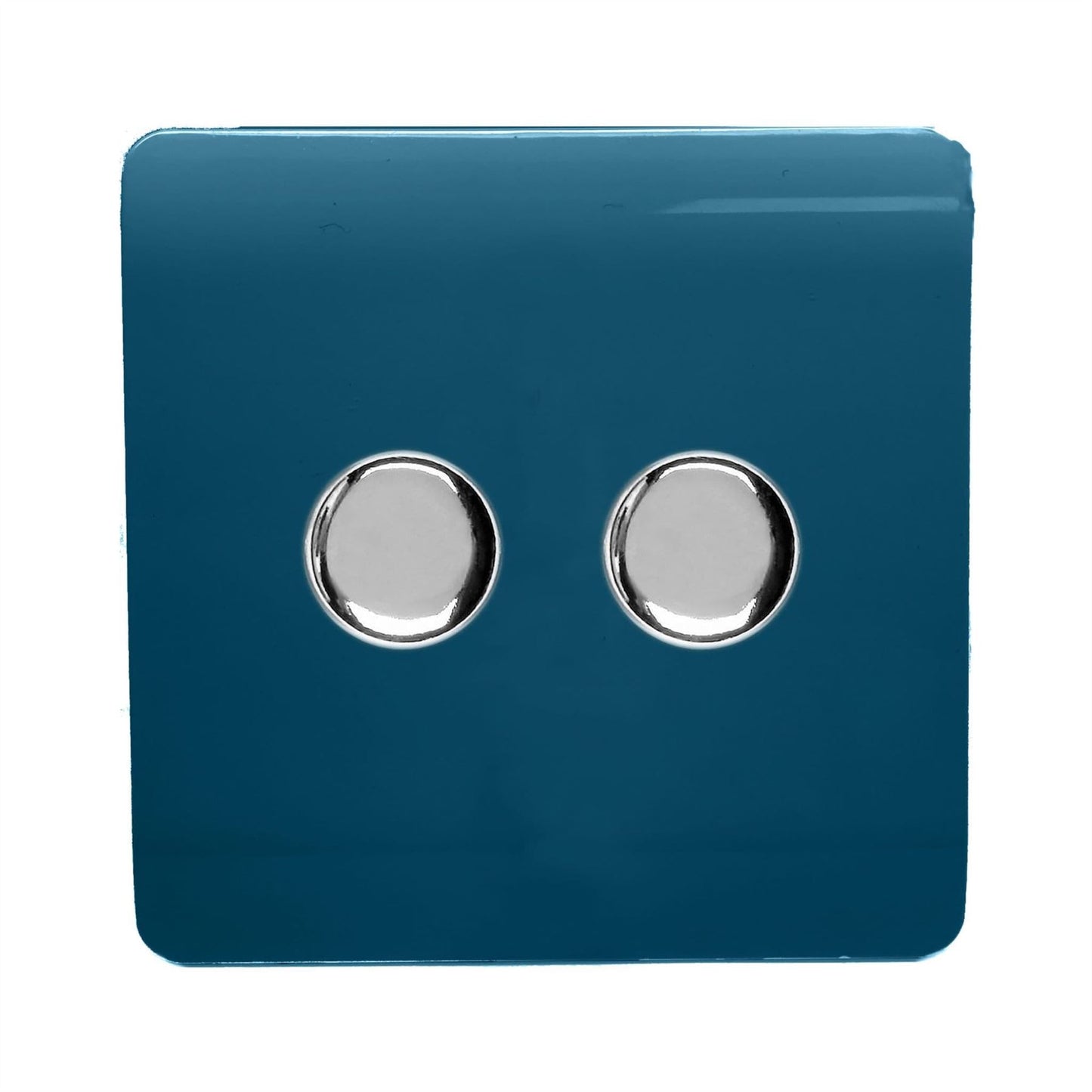 Trendi Switch 2 Gang 1 or 2 way 150w Rotary LED Dimmer Light Switchin Midnight Blue