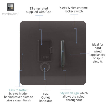 Trendi Switch 13 Amp Fused Spur with Flex Outlet in Dark Mocha Brown