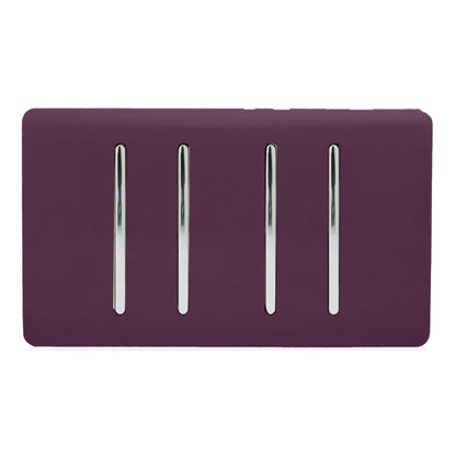 Trendi Switch 4 Gang Light Switch (2x 1 or 2 Way & 2 x Intermediate)in Plum Purple