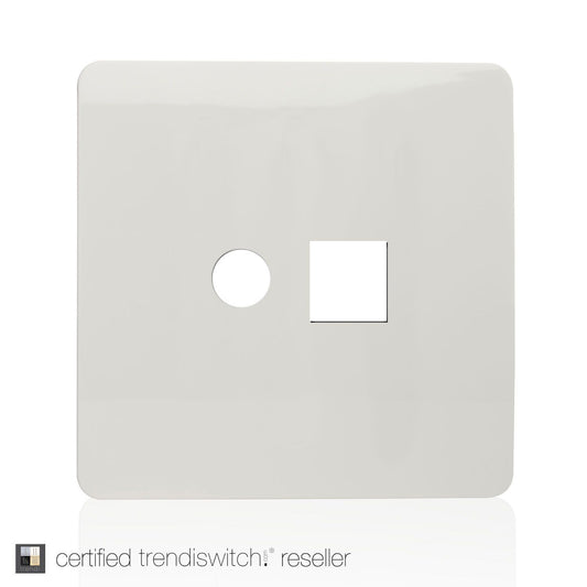 Trendi SPARE FACEPLATE For TV Co-axial + RJ45 Cat 5e/6 PC Ethernet Socket White