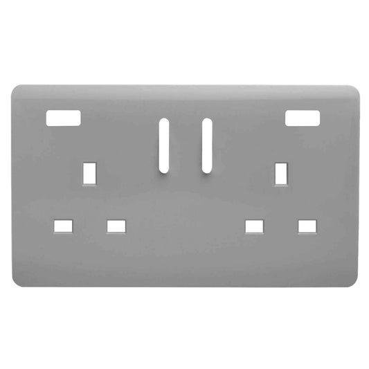 Trendi Switch 2 Gang USB Spare Faceplate For Modern Designer Plug Socket in Light Grey