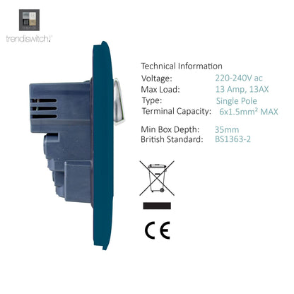 Trendi Switch 2 Gang 4 Port USB 2100mA Plug Socket in Midnight Blue