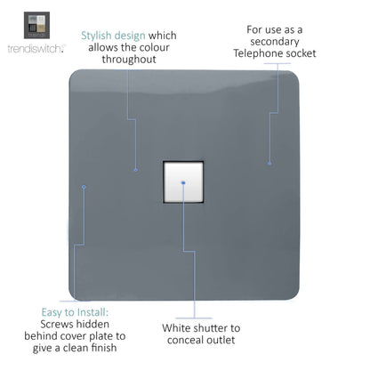 Trendi Switch 1 Gang Cat 3 Telephone Slave Socket in Warm Grey