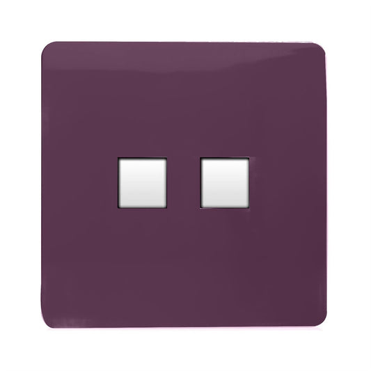Trendi Switch 2 Gang RJ45 Cat 5e PC Ethernet Socketin Plum Purple