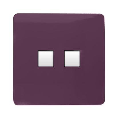 Trendi Switch 2 Gang Cat 3 Telephone Slave Socket in Plum Purple