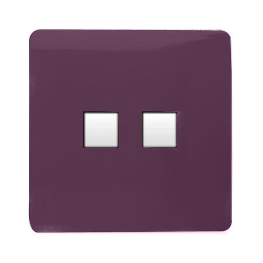 Trendi Switch 2 Gang Cat 3 Telephone Slave Socketin Plum Purple