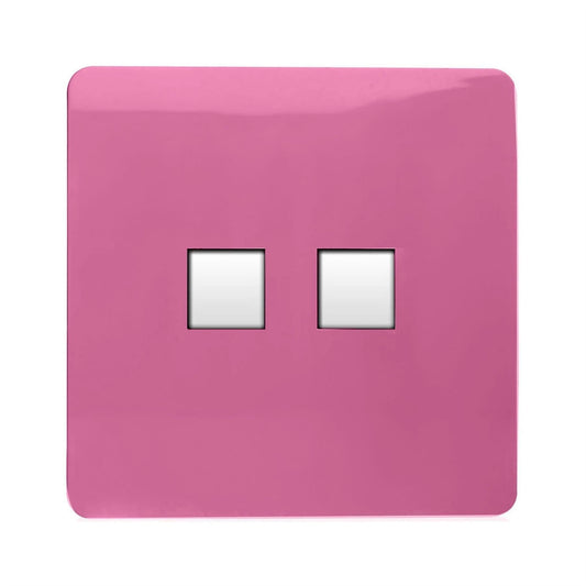 Trendi Switch 2 Gang Spare Faceplate For Modern Designer Telephone Slave Socket in Candy Pink