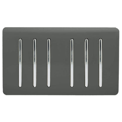 Trendi Switch 6 Gang 1 or 2 Way Light Switch in Charcoal Grey