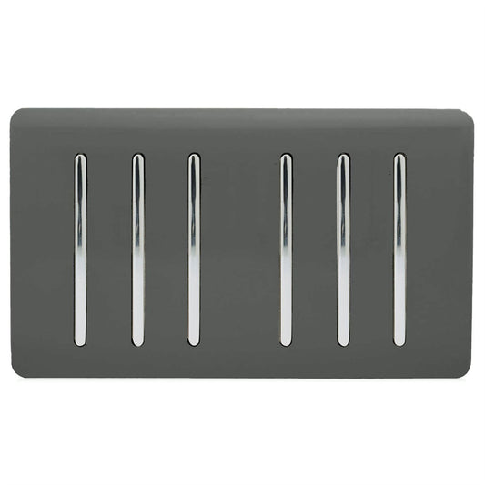 Trendi Switch 6 Gang 1 or 2 Way Light Switchin Charcoal Grey