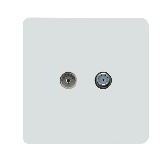 Trendi Switch TV Co-Axial & F-Type Satellite Socket in Ice White