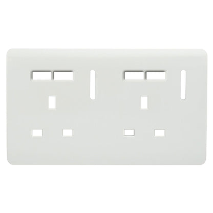 Trendi Switch 2 Gang 4 Port USB Spare Faceplate For Modern Designer Plug Socket in Ice White