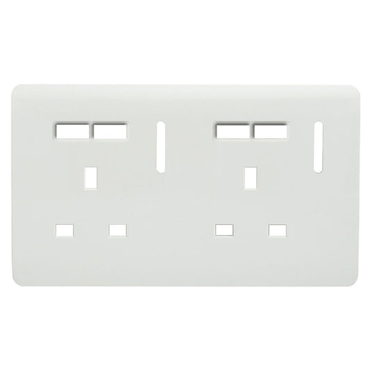 Trendi Switch 2 Gang 4 Port USB Spare Faceplate For Modern Designer Plug Socket in Ice White