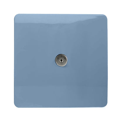 Trendi Switch 1 Gang Female Co-Axial Television Socket in Sky Blue