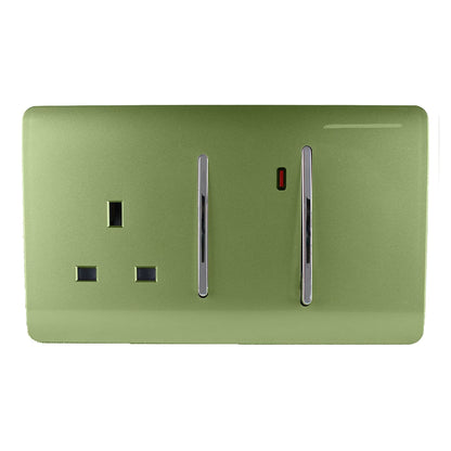 Trendi Switch 45 Amp Cooker Switch & 13 Amp Plug Socket with Neon in Moss Green