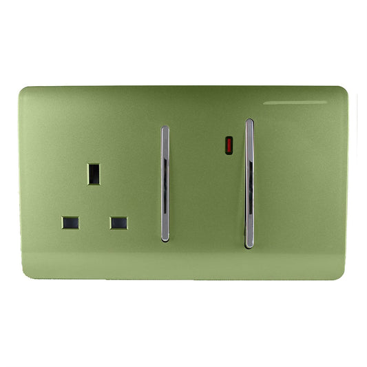 Trendi Switch 45 Amp Cooker Switch & 13 Amp Plug Socket with Neonin Moss Green