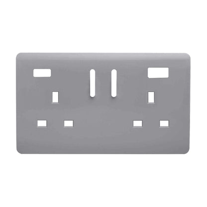 Trendi Switch 2 Gang USB Spare Faceplate For Modern Designer Plug Socket in Platinum Silver