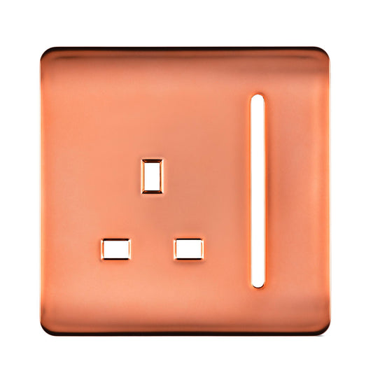 Trendi Switch 1 Gang 13 Amp Switched Spare Faceplate For Modern Designer Plug Socket in Copper