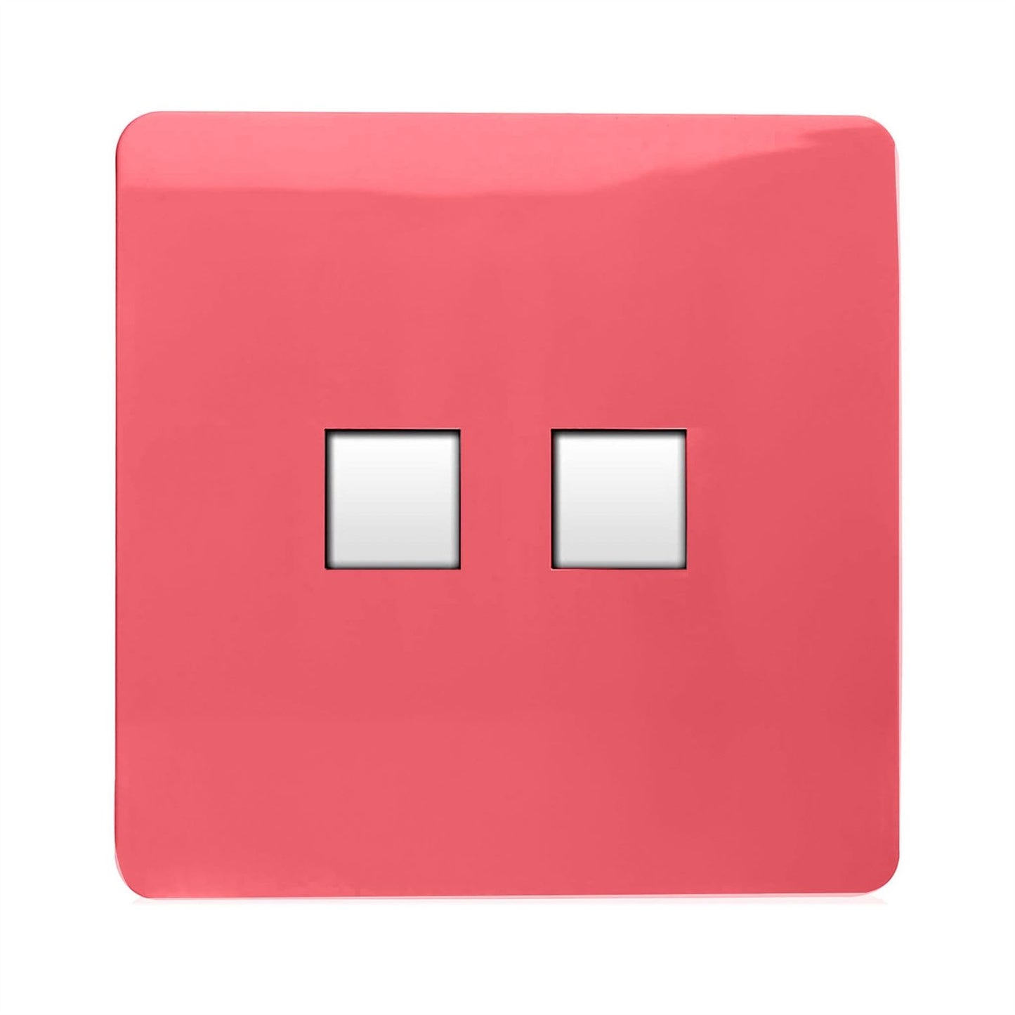 Trendi Switch 2 Gang RJ45 Cat 6 PC Ethernet & Modern Designer Telephone Slave Socketsin Strawberry Red