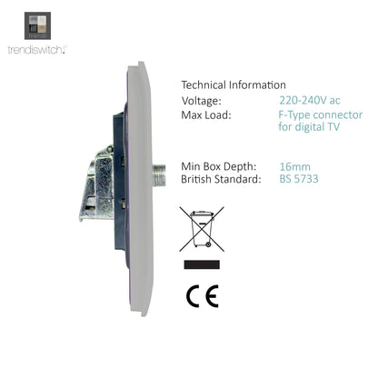 Trendi Switch TV Co-Axial & F-Type Satellite Socket in Light Grey