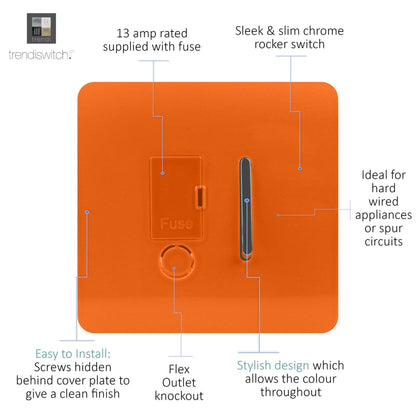 Trendi Switch 13 Amp Fused Spur with Flex Outlet in Sunset Orange