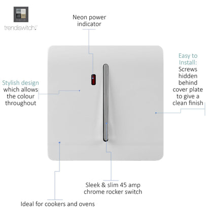 Trendi Switch 1 Gang 20 Amp Heavy Duty Rocker Switch in Light Grey