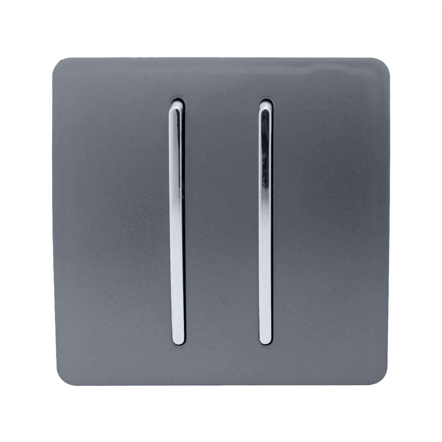 Trendi Switch 2 Gang Intermediate Rocker Light Switch in Warm Grey
