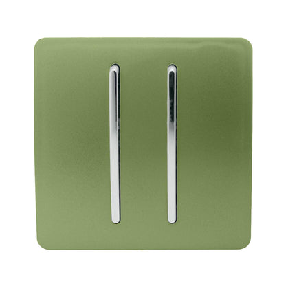 Trendi Switch 2 Gang Retractive Home Automation Switch in Moss Green