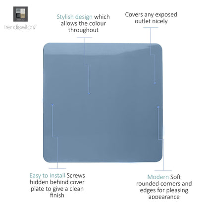 Trendi Switch Single Blanking Plate in Sky Blue