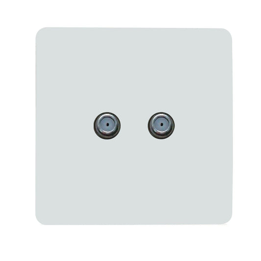 Trendi Switch 2 Gang Male F-Type Satellite Television Socketin Ice White
