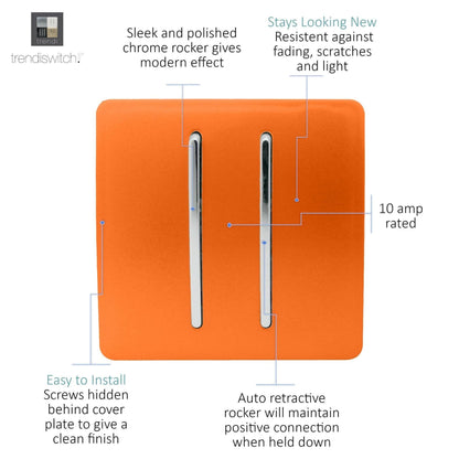 Trendi Switch 2 Gang Retractive Home Automation Switch in Sunset Orange