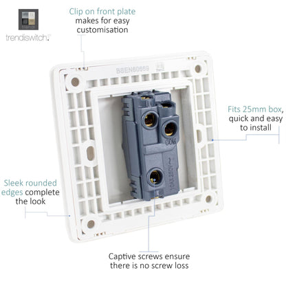 Trendi Switch 1 Gang 1 or 2 way Rocker Light Switch in Carbon Fibre