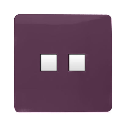 Trendi Switch 2 Gang RJ45 Cat 5e PC Ethernet & Telephone Slave Sockets in Plum Purple