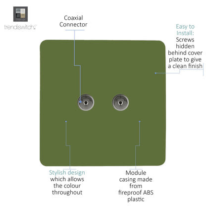 Trendi Switch 2 Gang Female Co-Axial Television Socket in Moss Green