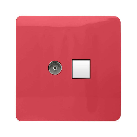 Trendi Switch 2 Gang Spare Faceplate For Modern Designer PC Ethernet Sockets Strawberry Red