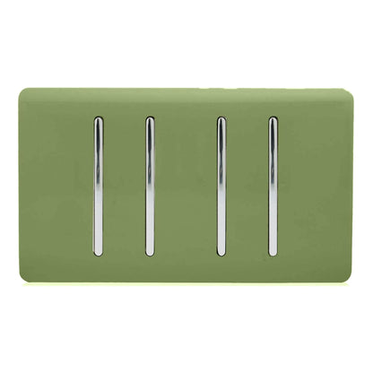 Trendi Switch 4 Gang 1 or 2 Way Light Switch in Moss Green