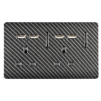Trendi Switch 2 Gang 4 Port USB 2100mA Plug Socket in Carbon Fibre