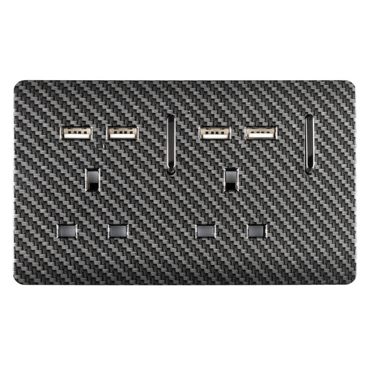 Trendi Switch 2 Gang 4 Port USB 2100mA Plug Socketin Carbon Fibre