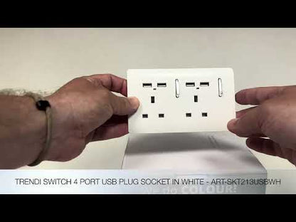 Trendi Switch 2 Gang 4 Port USB 2100mA Plug Socket in Ice White
