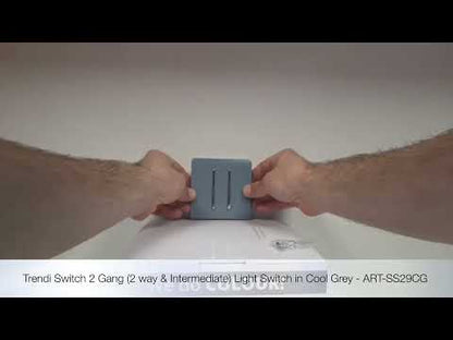 Trendi Switch 2 Gang Rocker Light Switch (1x 1 or 2 way & 1x Intermediate)in Cool Grey