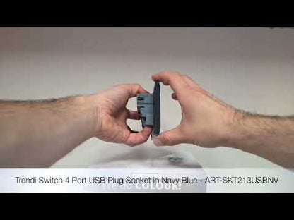 Trendi Switch 2 Gang 4 Port USB 2100mA Plug Socket in Navy Blue