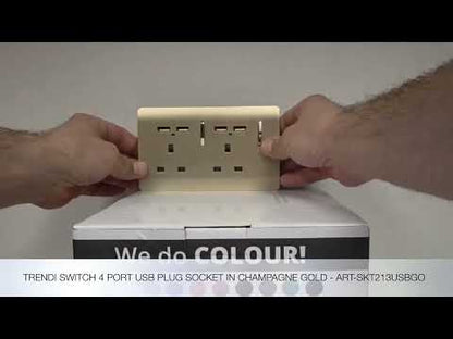 Trendi Switch 2 Gang 4 Port USB 2100mA Plug Socket in Champagne Gold