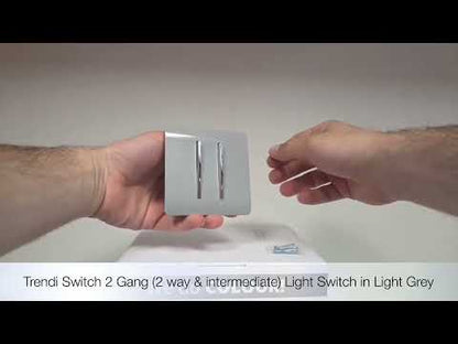 Trendi Switch 2 Gang Rocker Light Switch (1x 1 or 2 way & 1x Intermediate)in Light Grey